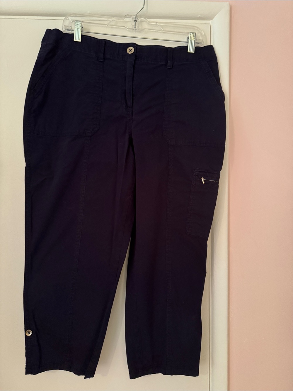Chico's Navy Cropped Cargo Pants